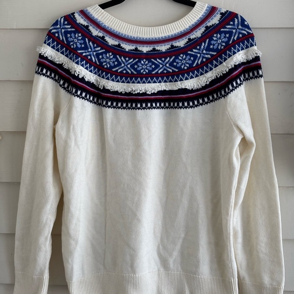 Talbots Fair Isle Lambswool Blend Fringe Detail Sweater Size Large - Picture 9 of 11